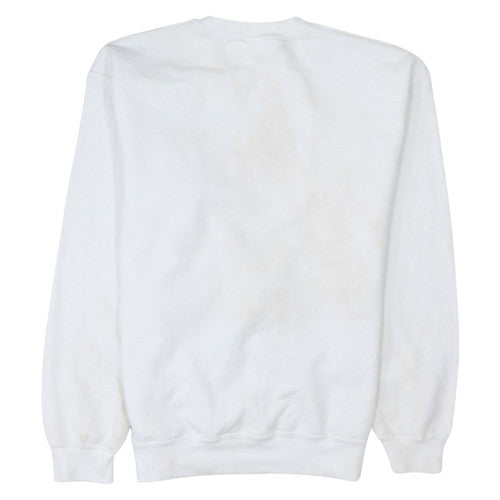 Mens UK Size M Gildan White Pullover Sweatshirt