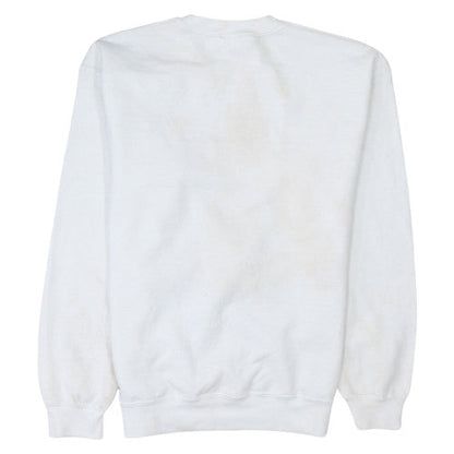 Mens UK Size M Gildan White Pullover Sweatshirt