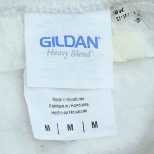 Mens UK Size M Gildan White Pullover Sweatshirt