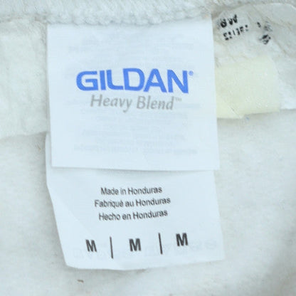 Mens UK Size M Gildan White Pullover Sweatshirt