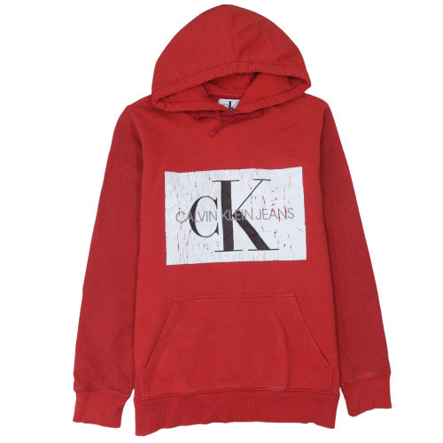 Mens UK Size M Calvin Klein Jeans Red Pullover Hoodie