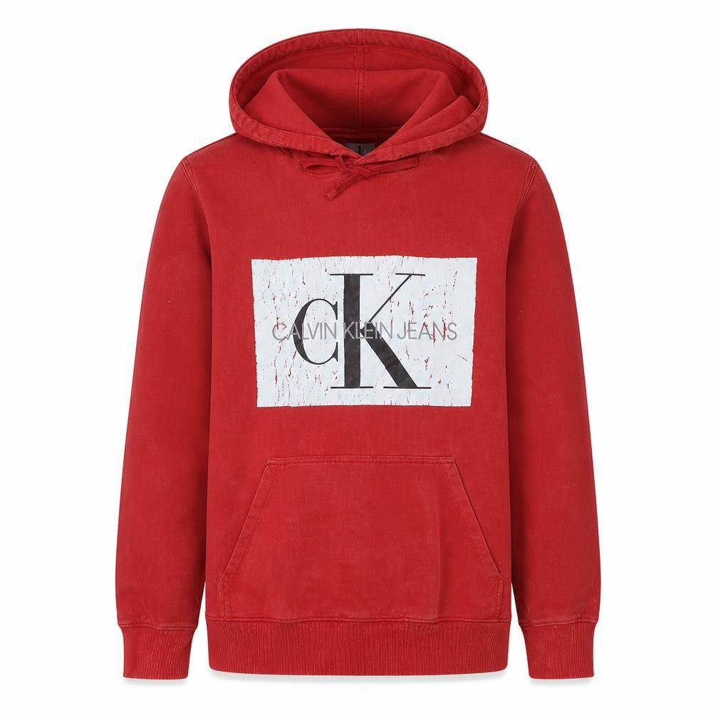 Mens UK Size M Calvin Klein Jeans Red Pullover Hoodie