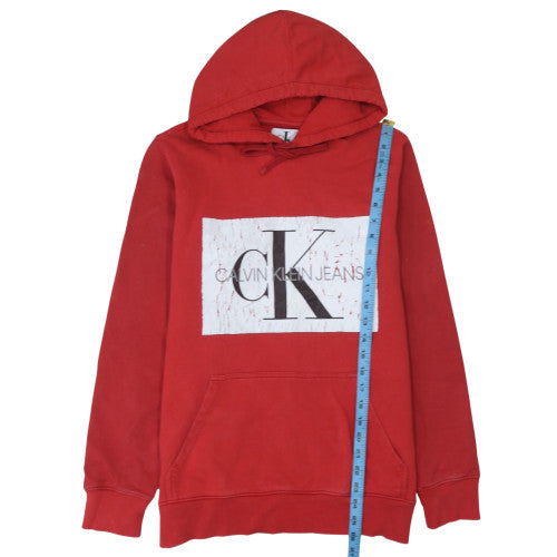 Mens UK Size M Calvin Klein Jeans Red Pullover Hoodie