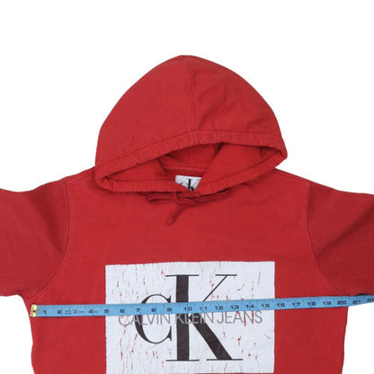Mens UK Size M Calvin Klein Jeans Red Pullover Hoodie