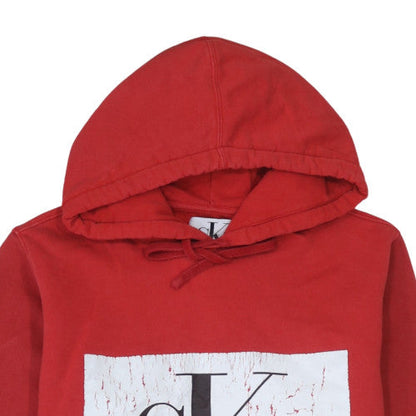 Mens UK Size M Calvin Klein Jeans Red Pullover Hoodie
