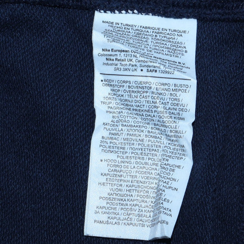 Mens UK Size S Nike Blue Full Zip Hoodie