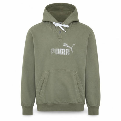 Mens UK Size XL PUMA Green Henley Hoodie