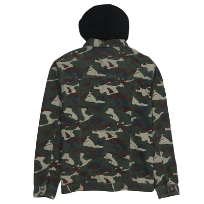 Kiabi Boys Green Camouflage Hooded Button Jacket Size 16 Years