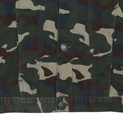 Kiabi Boys Green Camouflage Hooded Button Jacket Size 16 Years