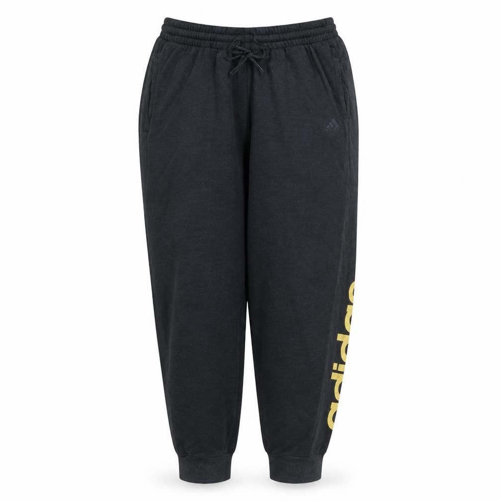 Front view of Adidas women’s black jogger sweatpants, size L, elastic waist pockets