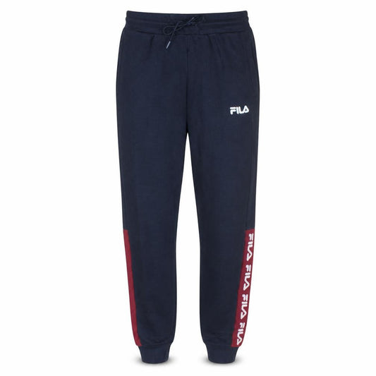Front view of Fila Men's Black Jogger Sweatpants Small - Logo Side Stripe