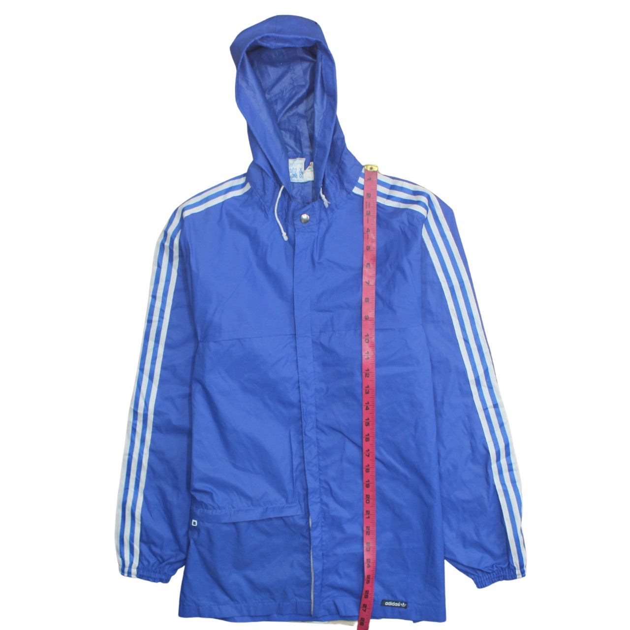 Adidas Men's Blue Vintage Windbreaker Jacket S Hooded Nylon