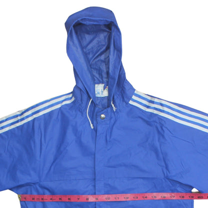 Adidas Men's Blue Vintage Windbreaker Jacket S Hooded Nylon