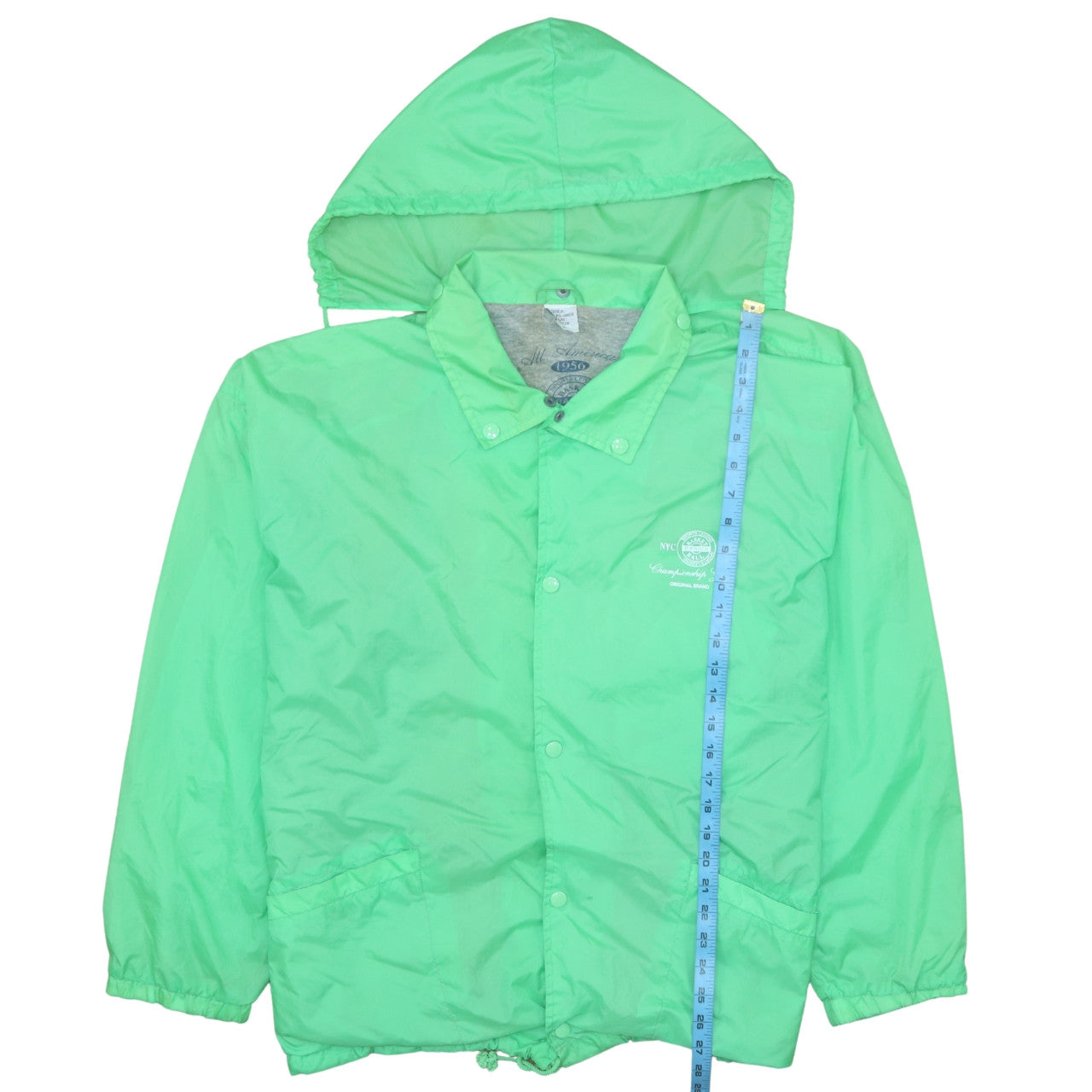 All American Men's Green Hooded Windbreaker Jacket L Sports College Style