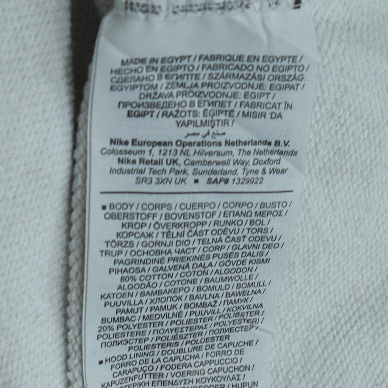 Mens UK Size S Nike White Pullover Hoodie