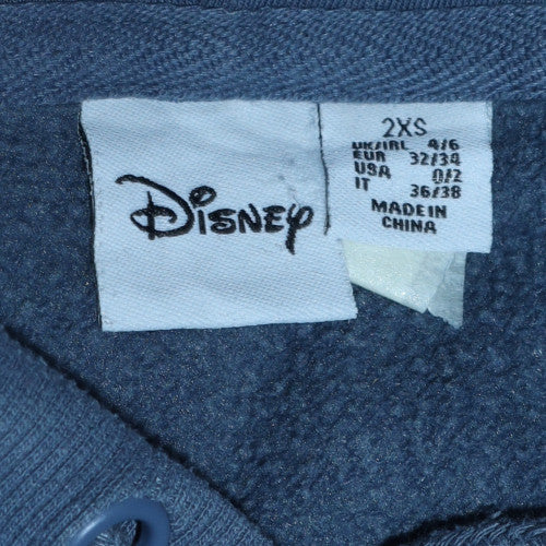 Womens UK Size 2XS Disney Blue Pullover Hoodie