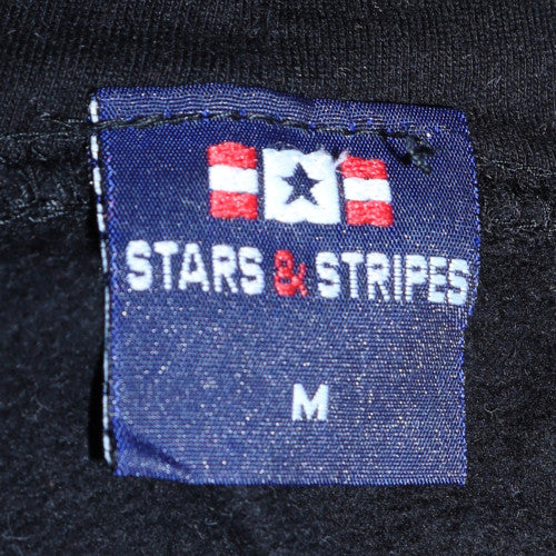 Mens UK Size M Stars & Stripes Black Pullover Hoodie