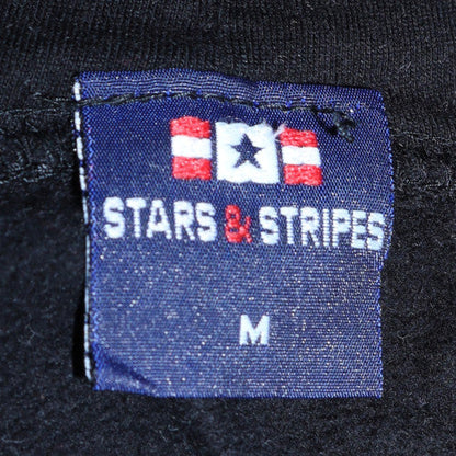 Mens UK Size M Stars & Stripes Black Pullover Hoodie