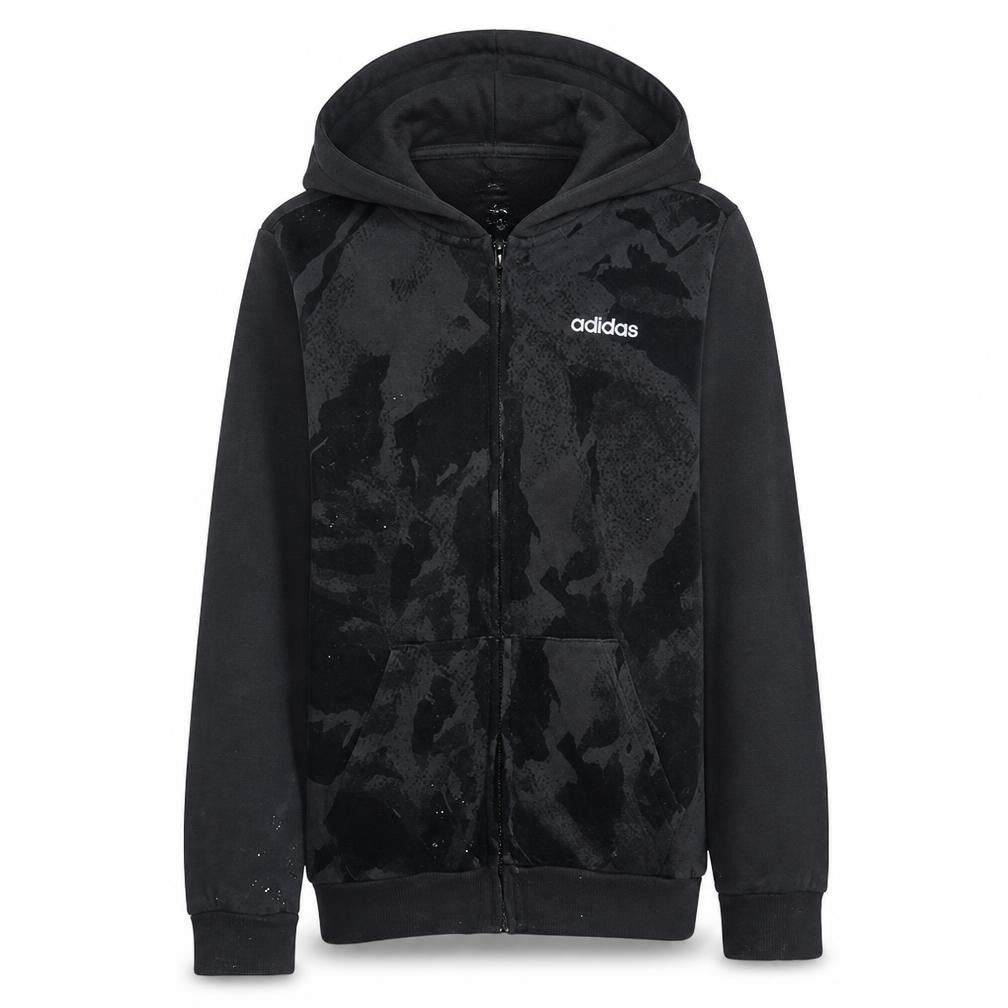 Front view of Adidas Men's Black Full Zip Hoodie S Regular Fit Logo Sportswear
