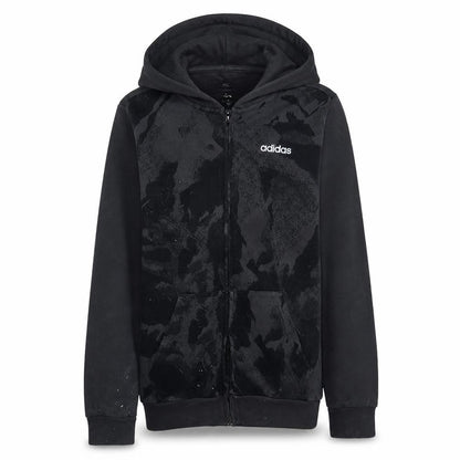 Front view of Adidas Men's Black Full Zip Hoodie S Regular Fit Logo Sportswear