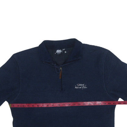 Mens UK Size M Weird Fish Blue Henley Sweatshirt