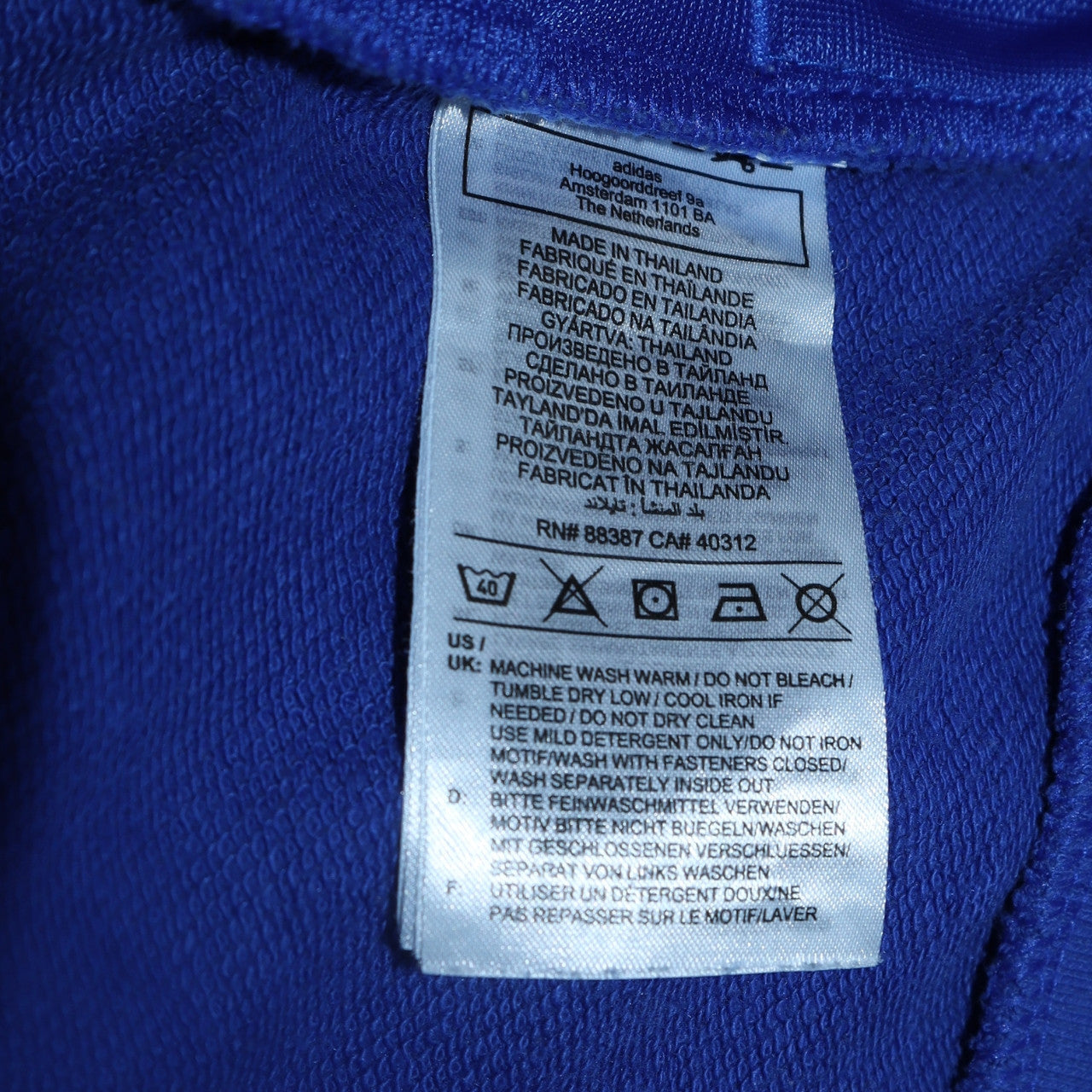 Mens UK Size XL adidas Blue Full Zip Sweatshirt