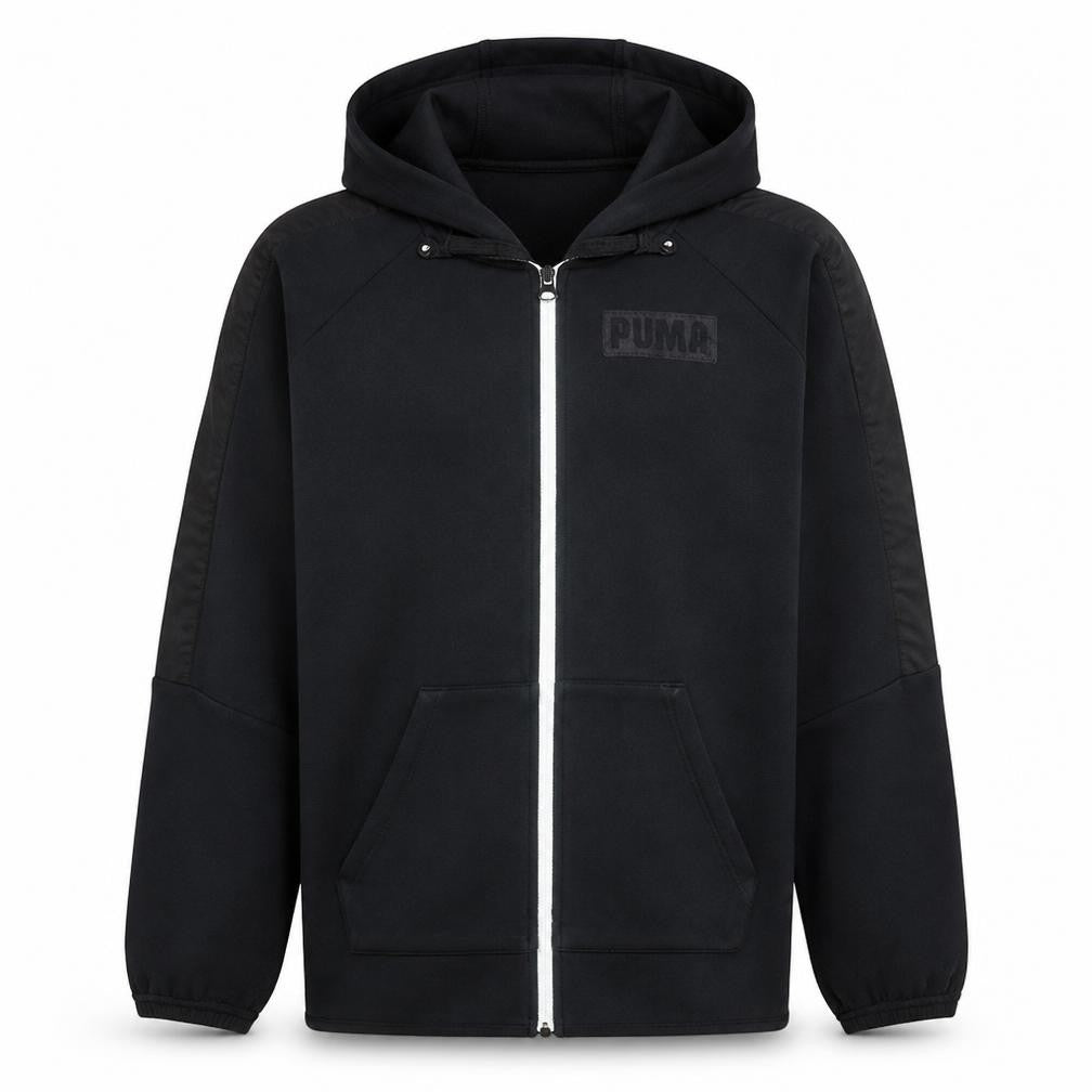 Front view of Puma Men's Black Full Zip Hoodie Fleece L Sportswear