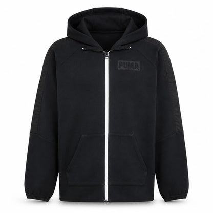 Front view of Puma Men's Black Full Zip Hoodie Fleece L Sportswear