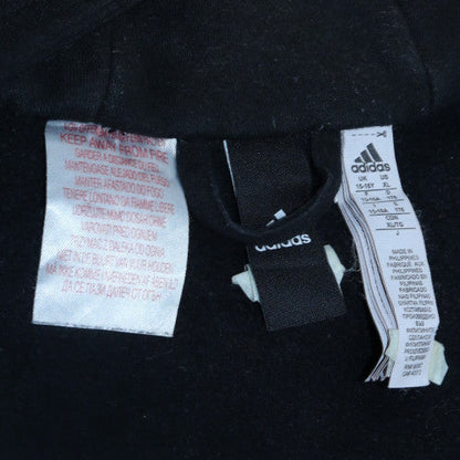 adidas Boys Black Grey Full Zip Hoodie Size 15-16 Years Cotton Blend