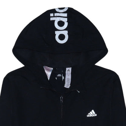 adidas Boys Black Grey Full Zip Hoodie Size 15-16 Years Cotton Blend