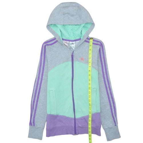 Girls UK Size 13-14 Years adidas Grey Full Zip Hoodie