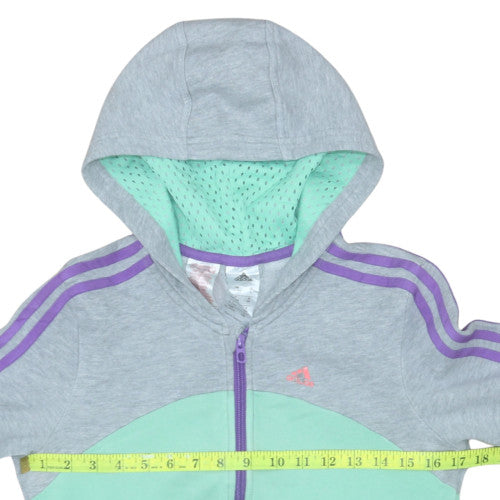 Girls UK Size 13-14 Years adidas Grey Full Zip Hoodie