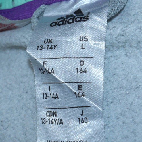 Girls UK Size 13-14 Years adidas Grey Full Zip Hoodie