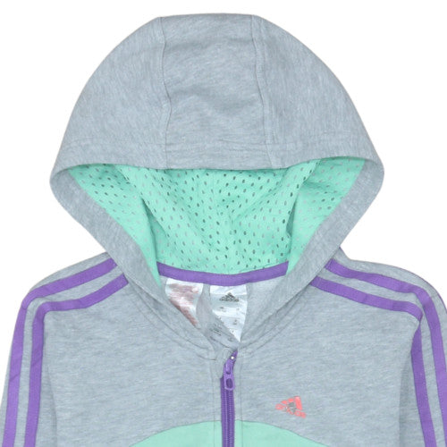 Girls UK Size 13-14 Years adidas Grey Full Zip Hoodie