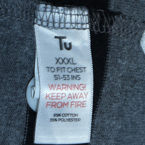 Mens UK Size 3XL TU Grey Henley Sweatshirt