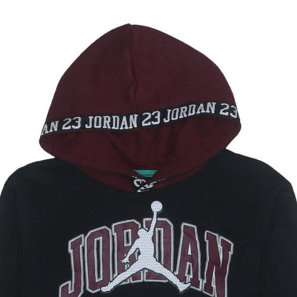Jordan Boys Black & Burgundy Pullover Hoodie 12-13 Years Fleece Lined