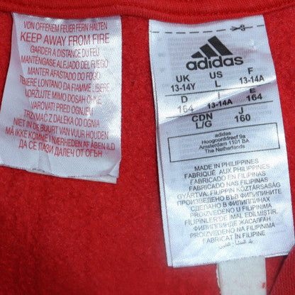 Adidas Boys Red Navy Colourblock Pullover Hoodie 13-14 Years Fleece Logo