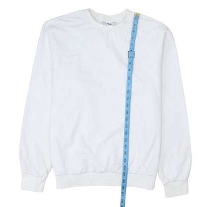 Fila Mens White Crew Neck Pullover Sweatshirt Size M