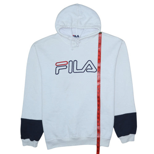 Mens UK Size L FILA White Pullover Hoodie