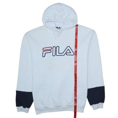 Mens UK Size L FILA White Pullover Hoodie