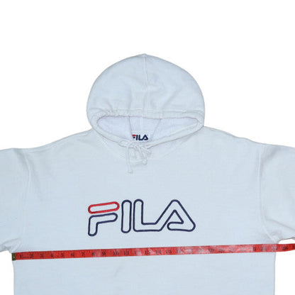 Mens UK Size L FILA White Pullover Hoodie
