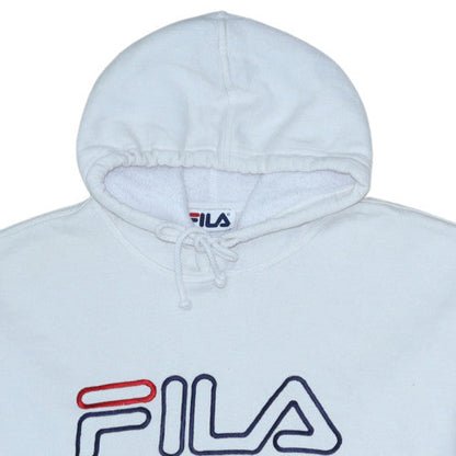 Mens UK Size L FILA White Pullover Hoodie