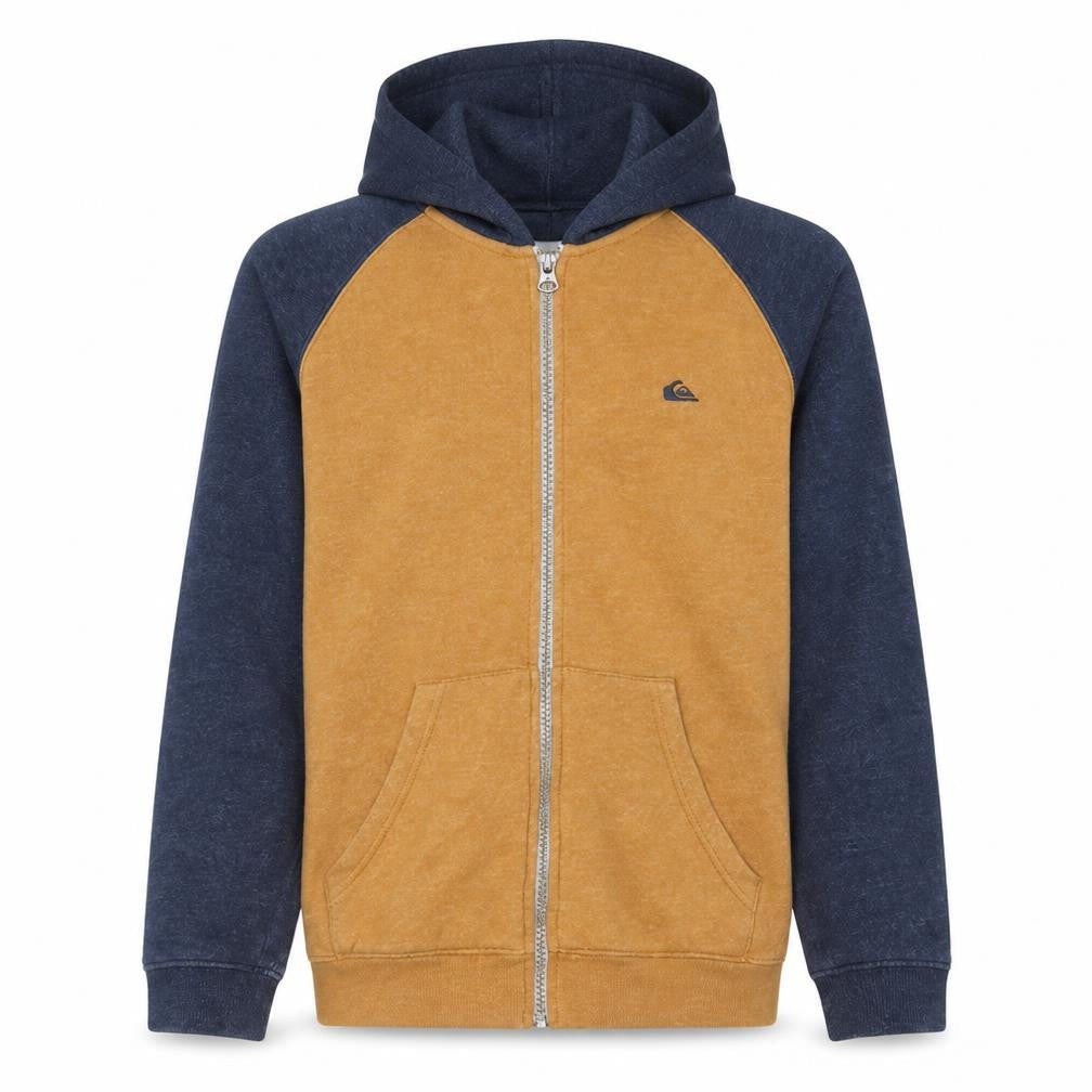 Front view of Quiksilver Teens Brown & Navy Full Zip Hoodie, size M