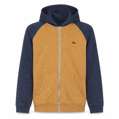 Front view of Quiksilver Teens Brown & Navy Full Zip Hoodie, size M