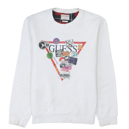 Mens UK Size M GUESS White Pullover Sweatshirt