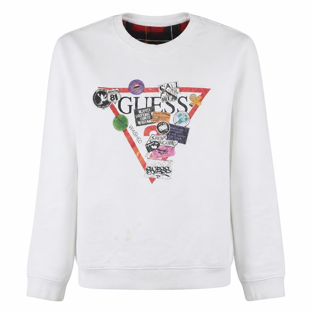 Mens UK Size M GUESS White Pullover Sweatshirt