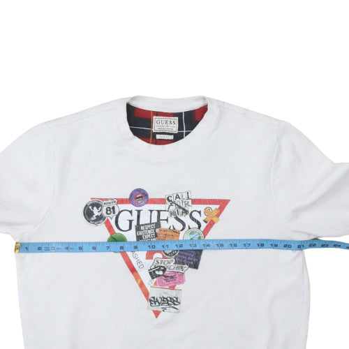 Mens UK Size M GUESS White Pullover Sweatshirt