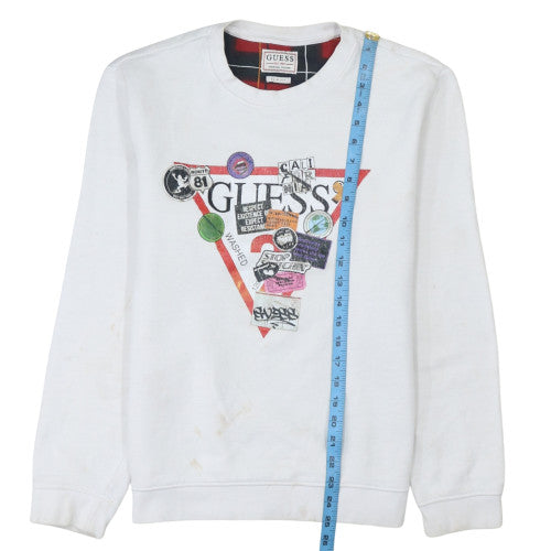 Mens UK Size M GUESS White Pullover Sweatshirt