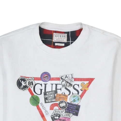 Mens UK Size M GUESS White Pullover Sweatshirt