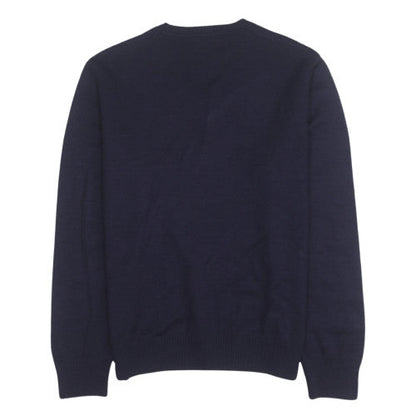 Metal Men's Blue Wool V-Neck Argyle Knit Jumper Size M